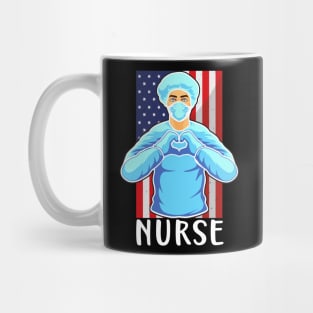 Nurse Heart USA Flag Nursing Hospital Medicine Doc Mug